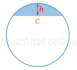 Площадь сегмента круга по длине хорды и высоте сегмента