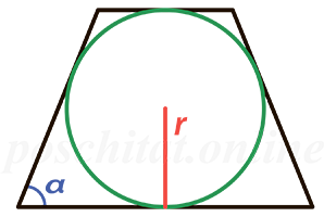 Площадь равнобедренной трапеции через радиус вписанной окружности
